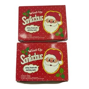 Santa Claus Wind-Up Head Plastic Lapel Clip 1950s Chattering Mouth 12 Pieces/Box